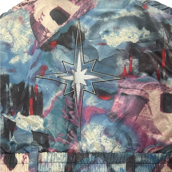 Vintage Polaris Snowmobile Puffer Jacket Thermoloft Belted Abstract Print size M - Picture 13 of 15
